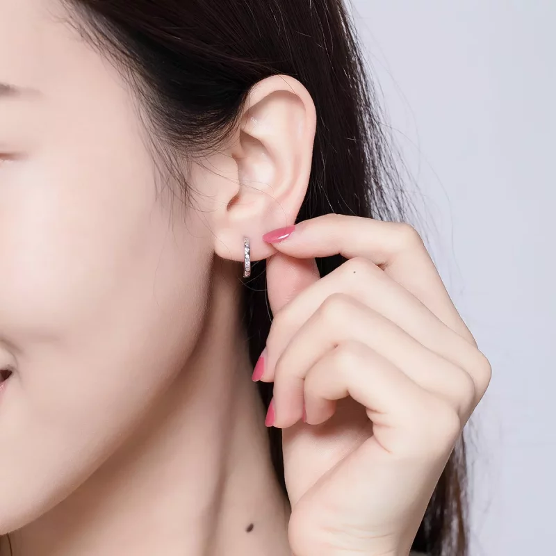 (imagen para) Aros de plata estilo Pandora, simples y elegantes - BSE101 - Ver 8