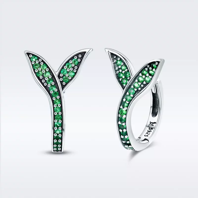 (imagen para) Aros de Primavera estilo Pandora con brotes de plata - SCE295 - Ver 3