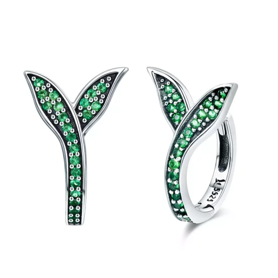 (imagen para) Aros de Primavera estilo Pandora con brotes de plata - SCE295