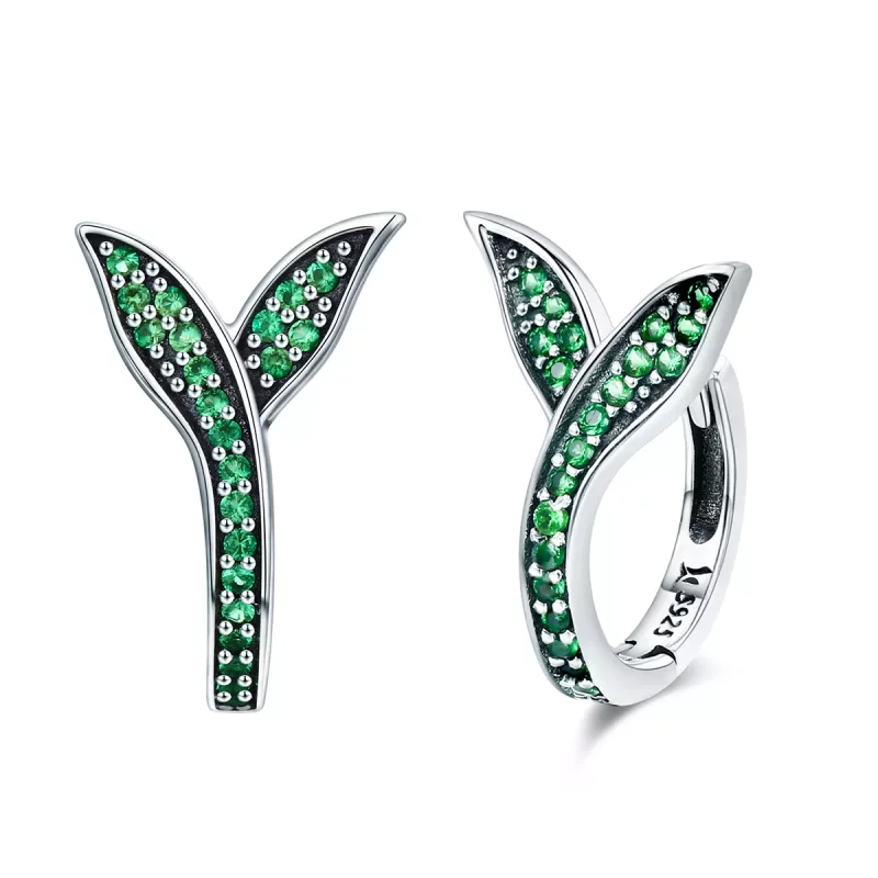 (imagen para) Aros de Primavera estilo Pandora con brotes de plata - SCE295