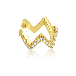 (imagen para) Clip de Oreja estilo Pandora chapado en oro de 18 quilates con diseño de Ola - SCE995-B