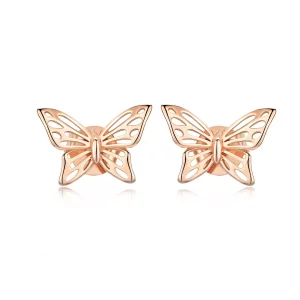 Earrings de pendientes de estilo Pandora en oro rosa con mariposa - SCE452-C (imagen para) Earrings de pendientes de estilo Pandora en oro rosa con mariposa - SCE452-C