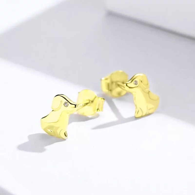 (imagen para) Encantadores Pendientes de Botón de Estilo Pandora Chapados en Oro - SCE584-C - Ver 2