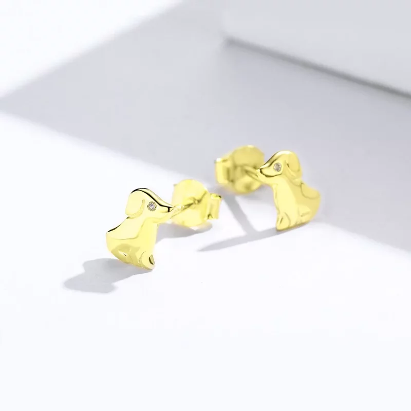 (imagen para) Encantadores Pendientes de Botón de Estilo Pandora Chapados en Oro - SCE584-C - Ver 4