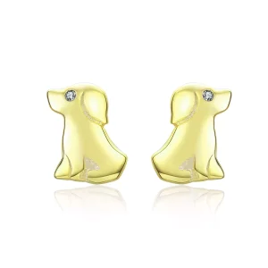 (imagen para) Encantadores Pendientes de Botón de Estilo Pandora Chapados en Oro - SCE584-C
