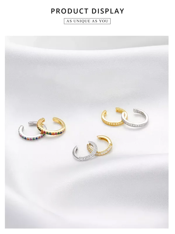 (imagen para) Estilo Pandora 18 quilates chapado en oro Clip de oreja simple - SCE996-B - Ver 2