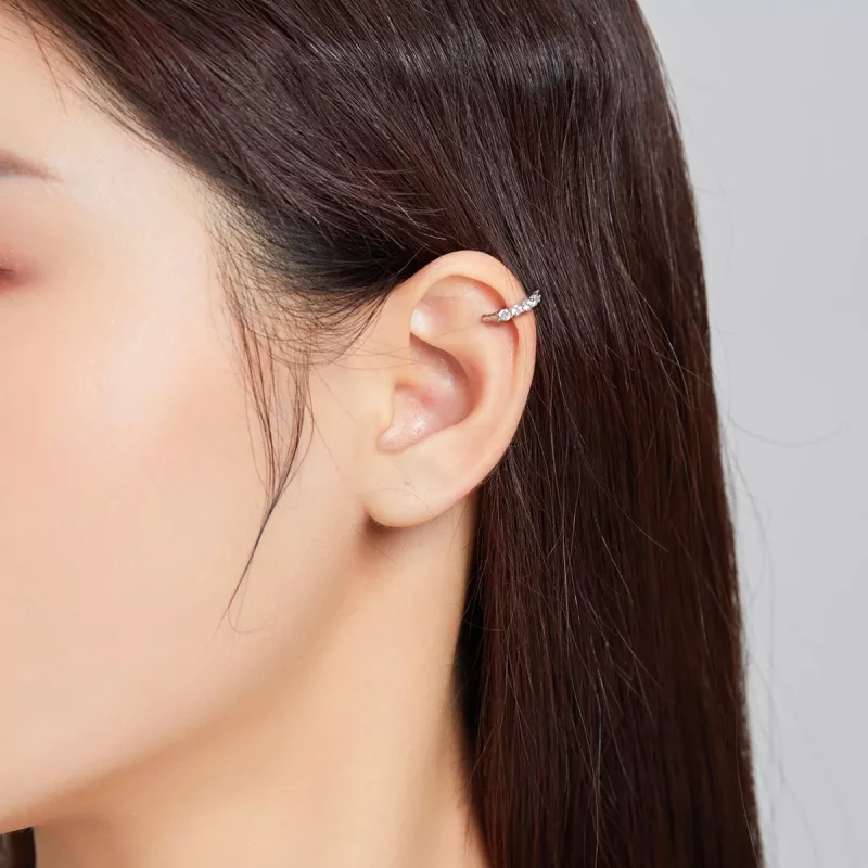 (imagen para) Estilo Pandora Aro de Oreja Individual de Plata - SCE1026 - Ver 5