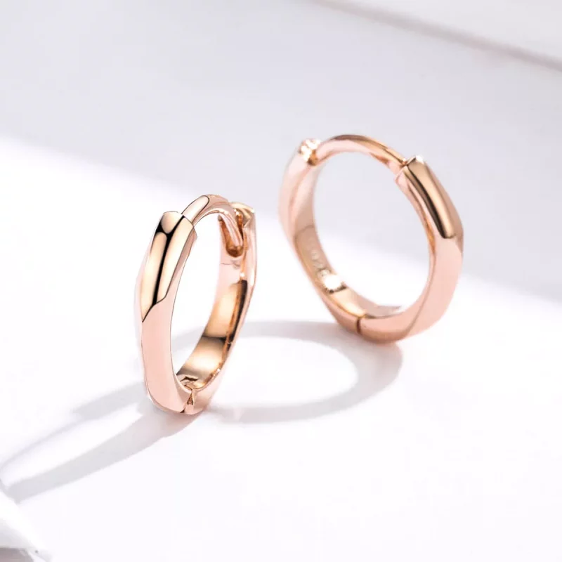 (imagen para) Estilo Pandora Aros Simples de Oro Rosa - BSE119 - Ver 2