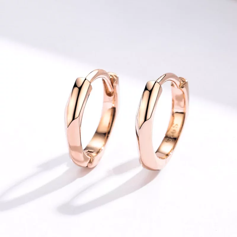 (imagen para) Estilo Pandora Aros Simples de Oro Rosa - BSE119 - Ver 5