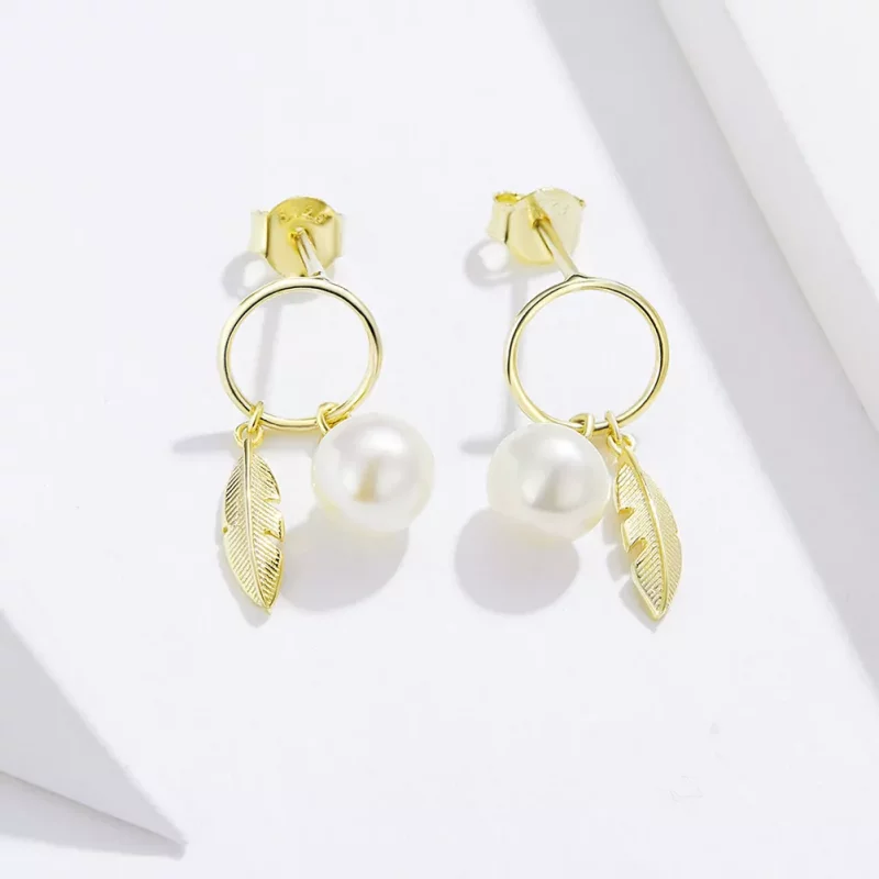 (imagen para) Estilo Pandora Chapado en Oro - Aros Colgantes Esperanza - SCE671 - Ver 2