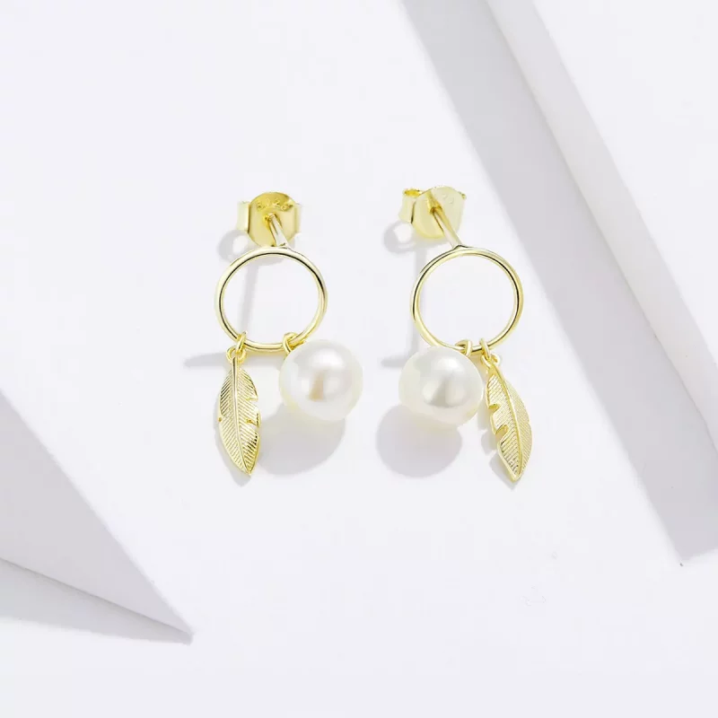 (imagen para) Estilo Pandora Chapado en Oro - Aros Colgantes Esperanza - SCE671 - Ver 4