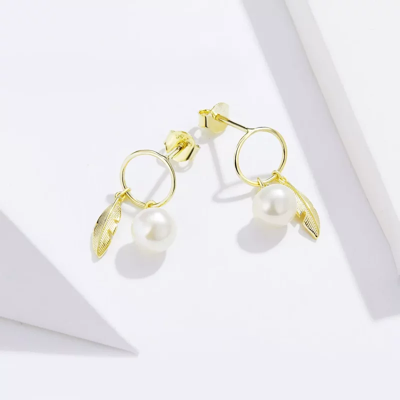(imagen para) Estilo Pandora Chapado en Oro - Aros Colgantes Esperanza - SCE671 - Ver 5