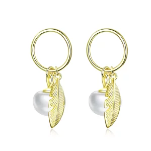 (imagen para) Estilo Pandora Chapado en Oro - Aros Colgantes Esperanza - SCE671