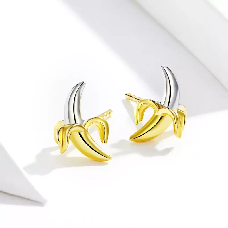 (imagen para) Estilo Pandora, dos tonos bicolor, pendientes de plátano lindos y juguetones - S - Ver 3