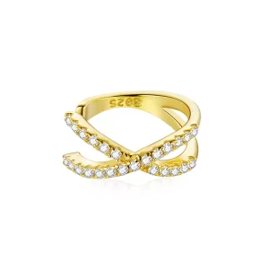 (imagen para) Estilo Pandora, Pendiente de Clip en Cruz Bañado en Oro de 18ct - SCE997-B