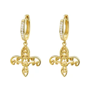 (imagen para) Estilo Pandora Pendientes colgantes de iris bañados en oro - SCE535