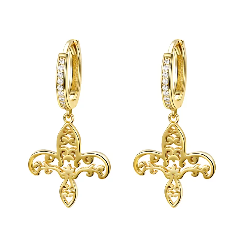 (imagen para) Estilo Pandora Pendientes colgantes de iris bañados en oro - SCE535