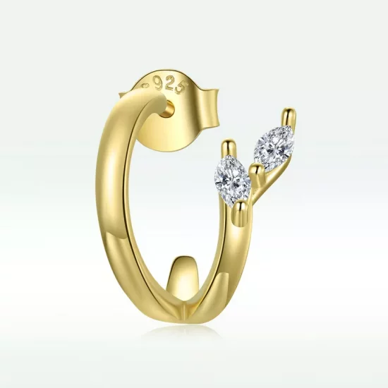 (imagen para) Estilo Pandora Pendientes de Aro con Diamantes Chapados en Oro de 18 quilates - SCE1080