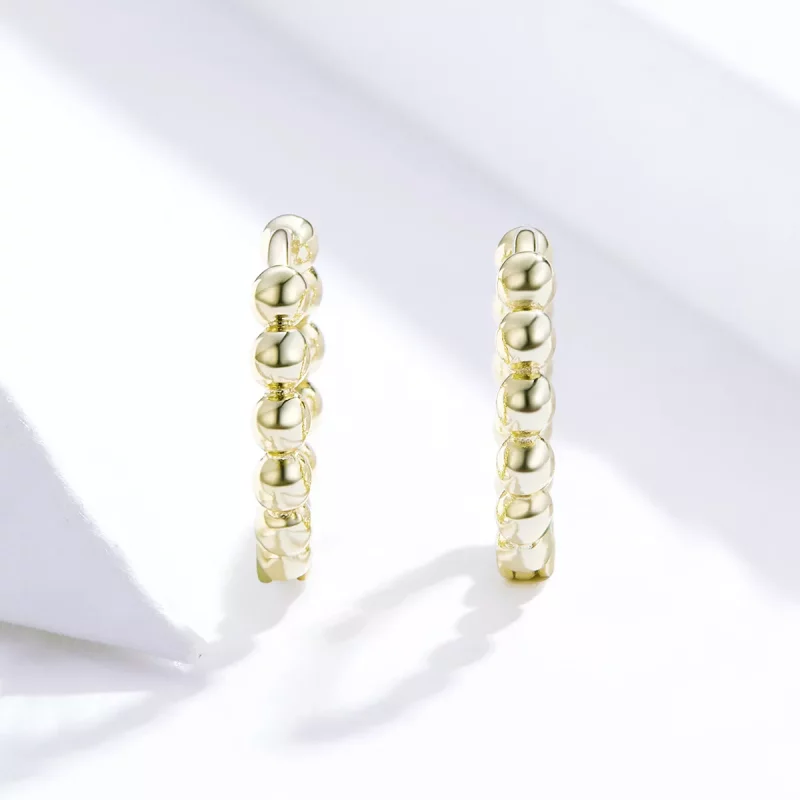 (imagen para) Estilo Pandora Pendientes de Aro Pequeños Bañados en Oro de 18 quilates - SCE807 - Ver 2