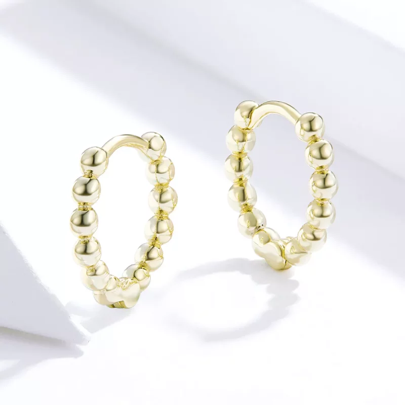 (imagen para) Estilo Pandora Pendientes de Aro Pequeños Bañados en Oro de 18 quilates - SCE807 - Ver 3