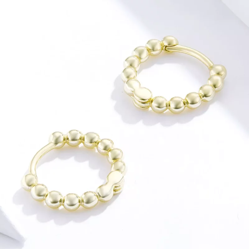 (imagen para) Estilo Pandora Pendientes de Aro Pequeños Bañados en Oro de 18 quilates - SCE807 - Ver 4