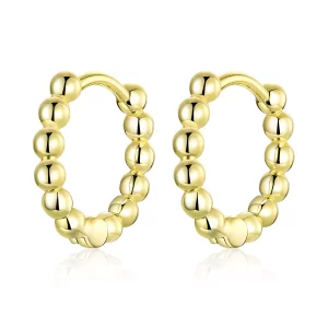 (imagen para) Estilo Pandora Pendientes de Aro Pequeños Bañados en Oro de 18 quilates - SCE807-B