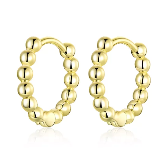 (imagen para) Estilo Pandora Pendientes de Aro Pequeños Bañados en Oro de 18 quilates - SCE807-B