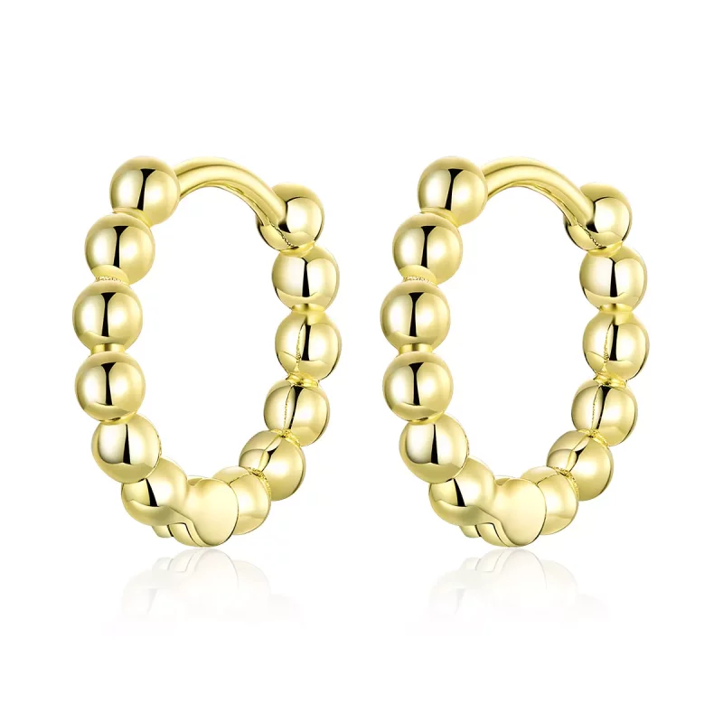 (imagen para) Estilo Pandora Pendientes de Aro Pequeños Bañados en Oro de 18 quilates - SCE807-B