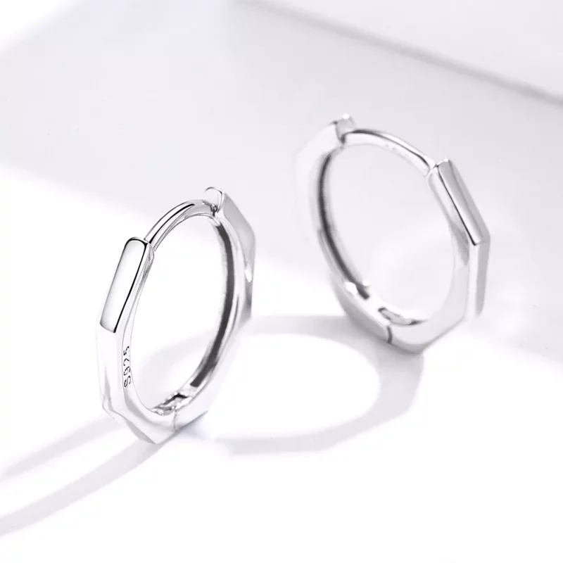 (imagen para) Estilo Pandora Pendientes de Aro Plateados Simples - SCE622 - Ver 2