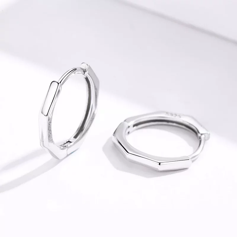 (imagen para) Estilo Pandora Pendientes de Aro Plateados Simples - SCE622 - Ver 3
