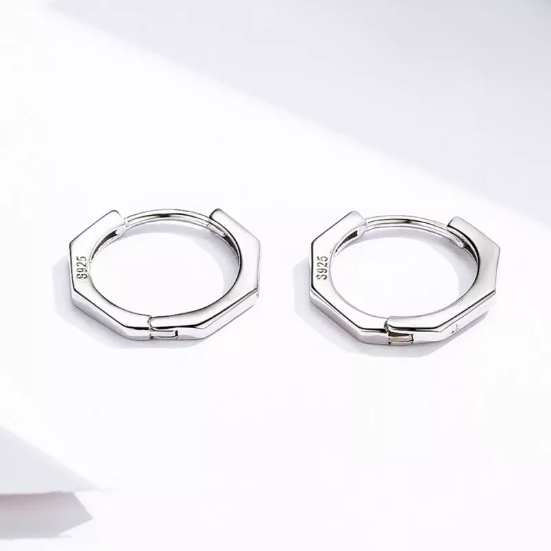(imagen para) Estilo Pandora Pendientes de Aro Plateados Simples - SCE622 - Ver 4