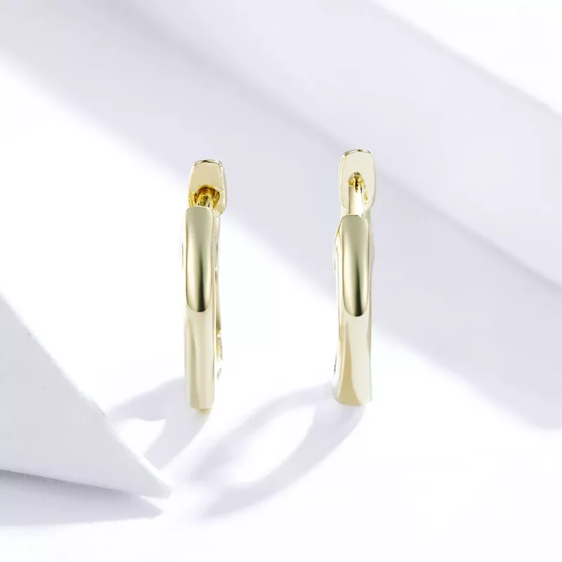 (imagen para) Estilo Pandora Pendientes de Aro Simple Chapados en Oro de 18 quilates - SCE808 - Ver 2
