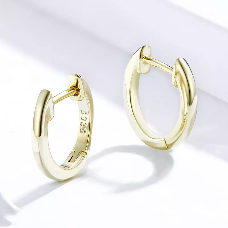 (imagen para) Estilo Pandora Pendientes de Aro Simple Chapados en Oro de 18 quilates - SCE808 - Ver 3