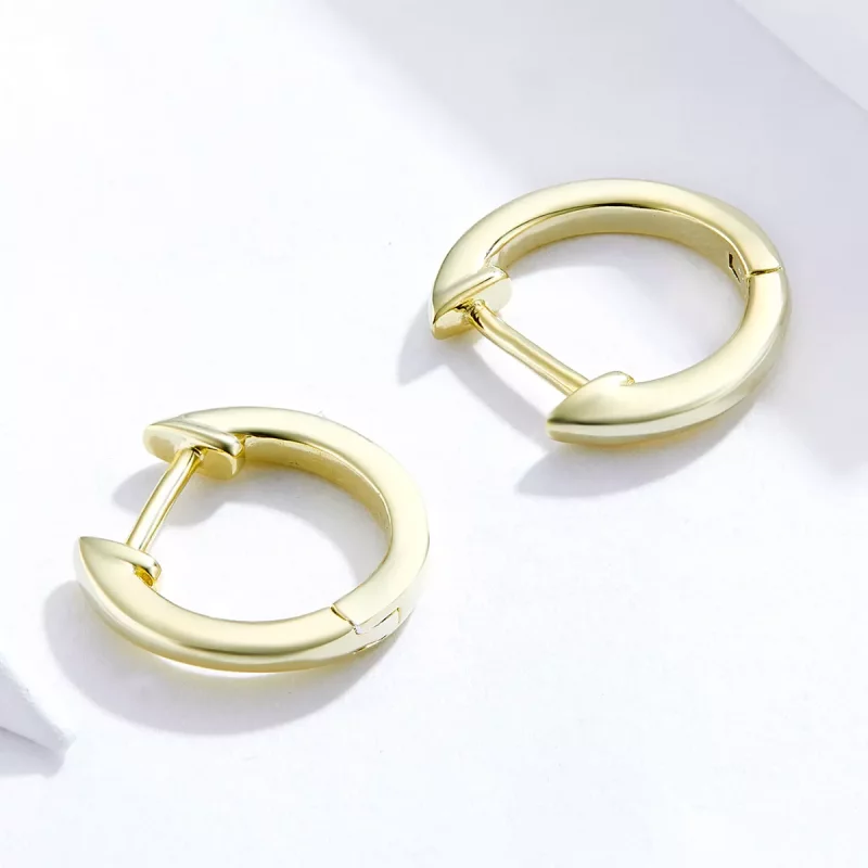 (imagen para) Estilo Pandora Pendientes de Aro Simple Chapados en Oro de 18 quilates - SCE808 - Ver 4