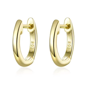 (imagen para) Estilo Pandora Pendientes de Aro Simple Chapados en Oro de 18 quilates - SCE808