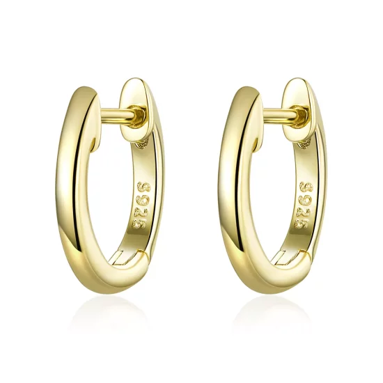 (imagen para) Estilo Pandora Pendientes de Aro Simple Chapados en Oro de 18 quilates - SCE808