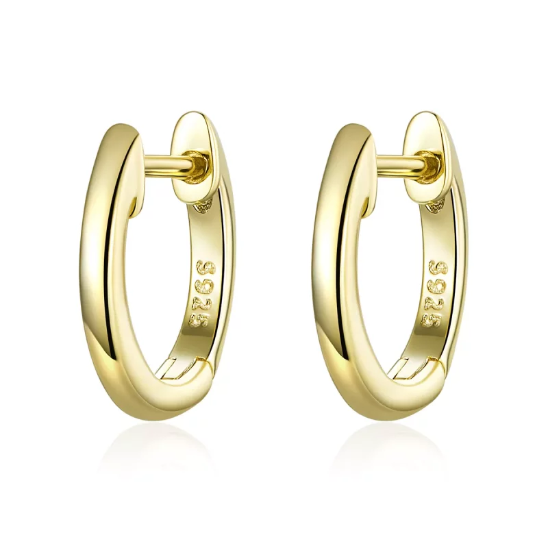 (imagen para) Estilo Pandora Pendientes de Aro Simple Chapados en Oro de 18 quilates - SCE808