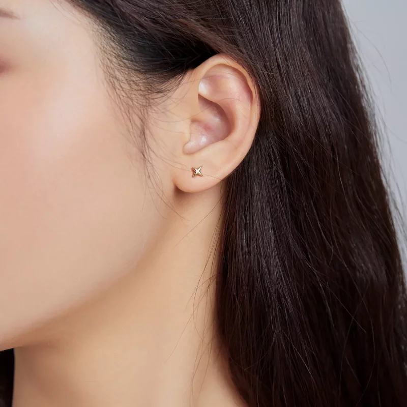(imagen para) Estilo Pandora Pendientes de Estrella Dorada Chapados en Oro de 18 quilates - SC - Ver 5