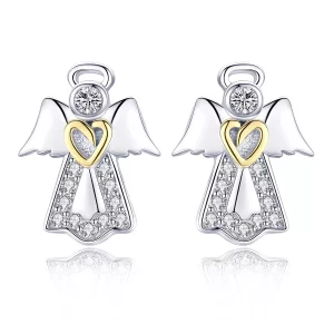 (imagen para) Estilo Pandora Pendientes de Plata y Chapados en Oro con Diseño de Meteorito - SCE476