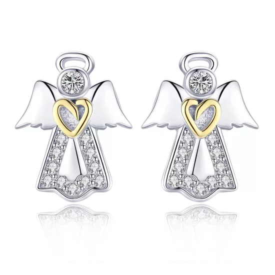 (imagen para) Estilo Pandora Pendientes de Plata y Chapados en Oro con Diseño de Meteorito - SCE476