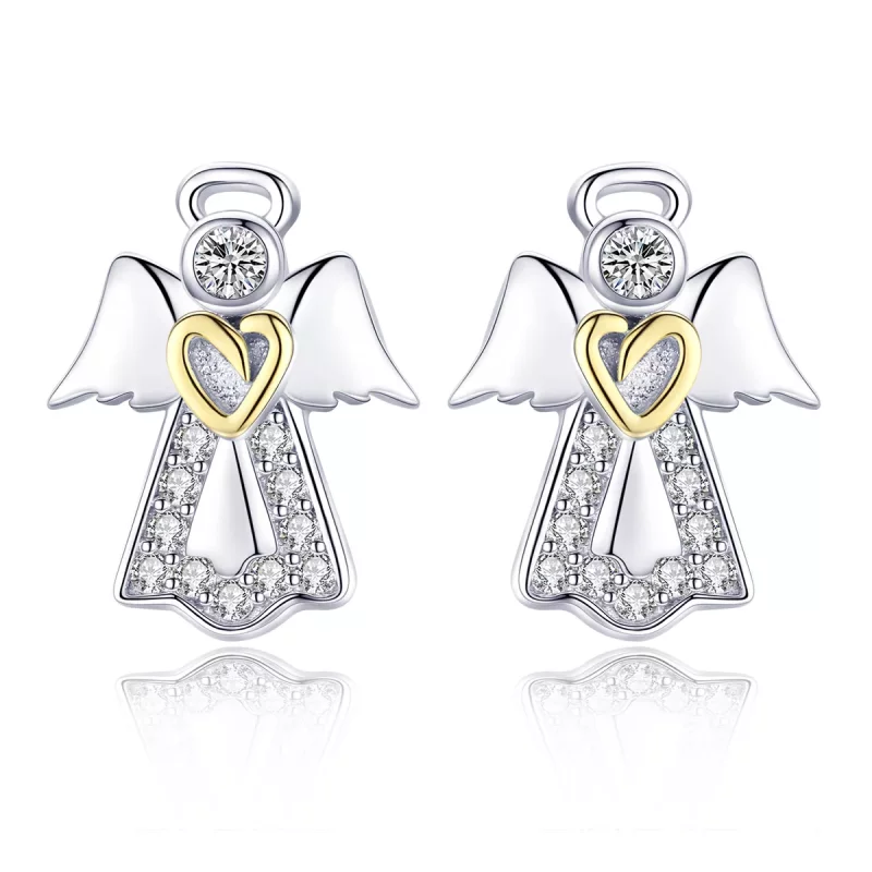 (imagen para) Estilo Pandora Pendientes de Plata y Chapados en Oro con Diseño de Meteorito - SCE476