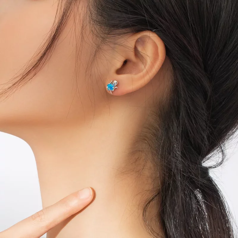 (imagen para) Estilo Pandora Plata Encantadores Pendientes de Tuerca Pulpo - SCE881 - Ver 6