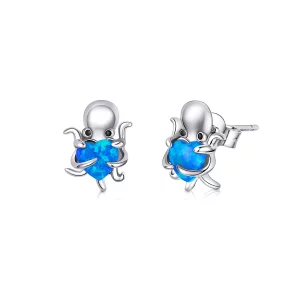 (imagen para) Estilo Pandora Plata Encantadores Pendientes de Tuerca Pulpo - SCE881