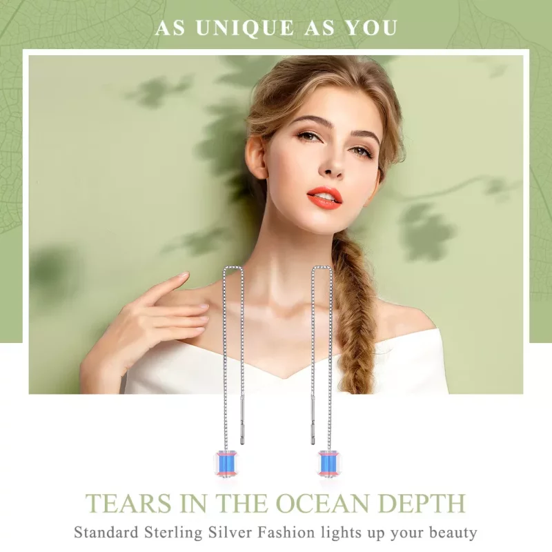 (imagen para) Estilo Pandora Plata Lágrimas en la Profundidad del Océano Pendientes Colgantes - Ver 2