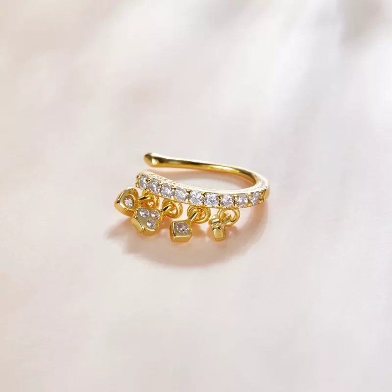 (imagen para) Estilo Pandora Plateado en Oro de 18 quilates Abrazadera para Oreja de Mi Chica - Ver 2