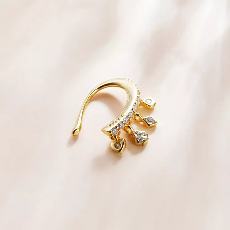 (imagen para) Estilo Pandora Plateado en Oro de 18 quilates Abrazadera para Oreja de Mi Chica - Ver 3