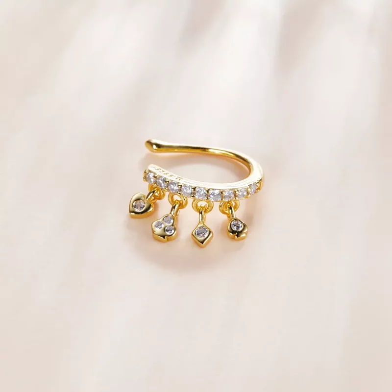 (imagen para) Estilo Pandora Plateado en Oro de 18 quilates Abrazadera para Oreja de Mi Chica - Ver 4