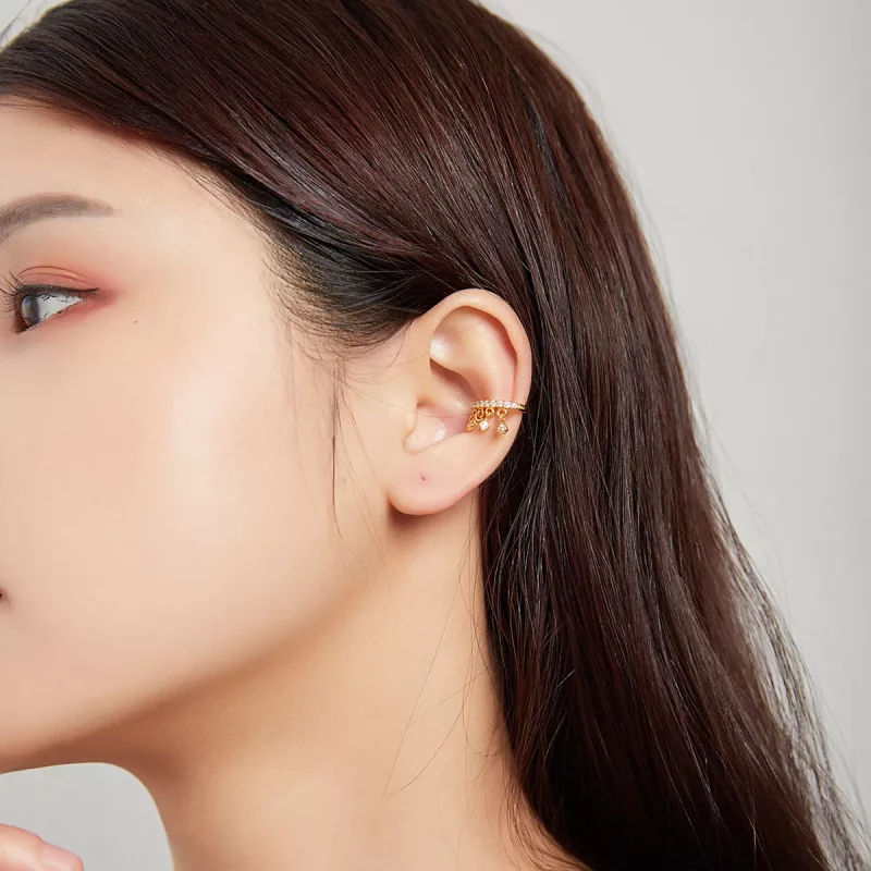 (imagen para) Estilo Pandora Plateado en Oro de 18 quilates Abrazadera para Oreja de Mi Chica - Ver 7