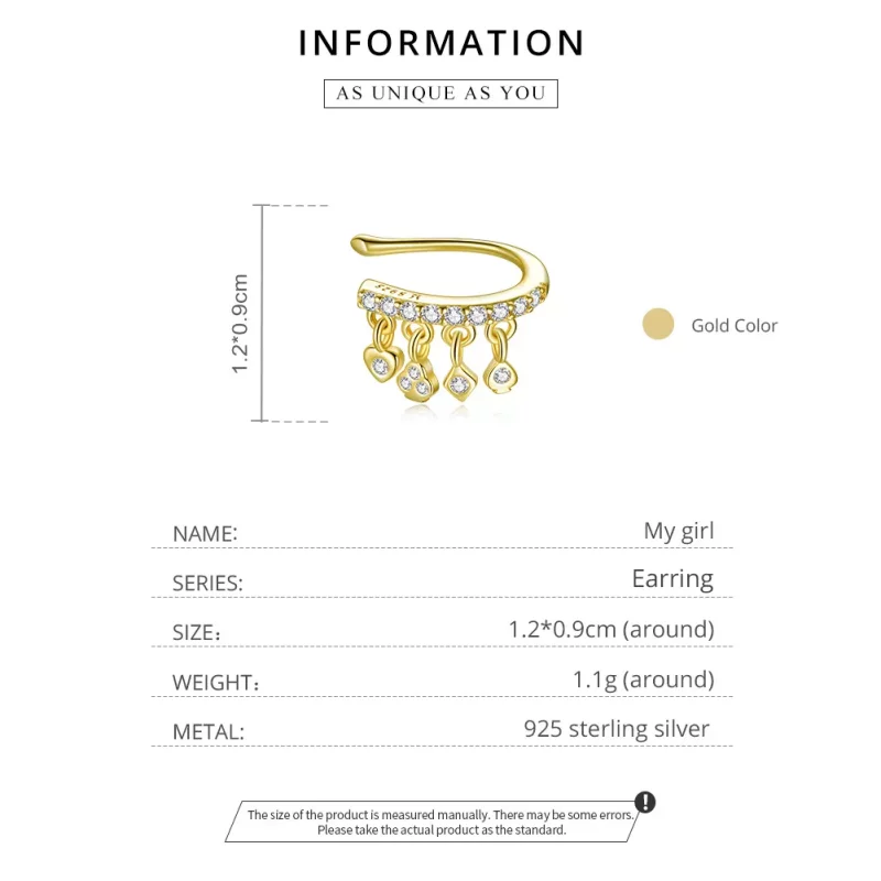 (imagen para) Estilo Pandora Plateado en Oro de 18 quilates Abrazadera para Oreja de Mi Chica - Ver 8