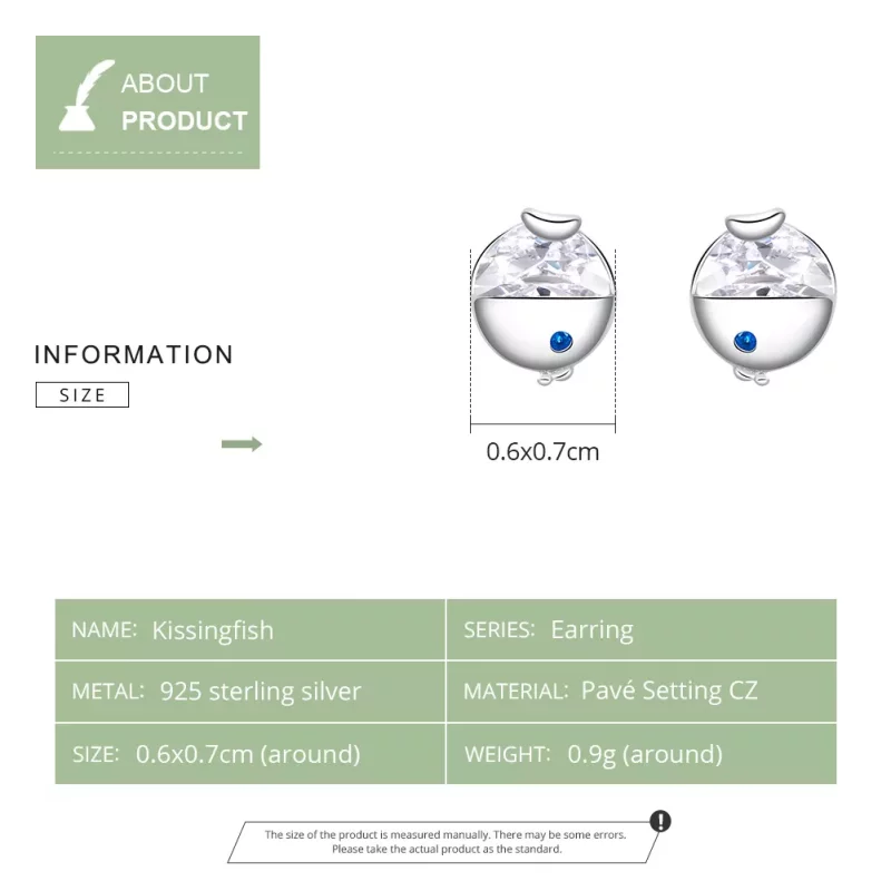 (imagen para) Estos aretes de botón de plata estilo Pandora presentan dos peces besándose - BS - Ver 3